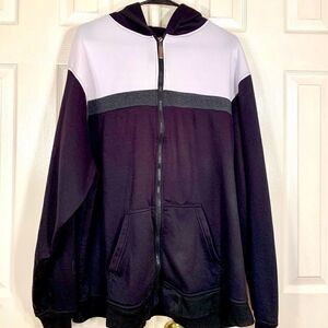 WHITE, GRAY & BLACK ZIPPERED HOODIE XL